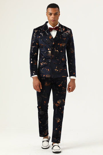 Revers noir à double poitrine Costumes de bal pour hommes